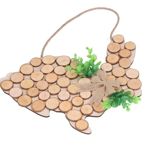 Porte de Pâques en bois avec lapin et souche, décoration murale naturelle style ins, ornement artisanal pour maison, lot de 1 (JM00460) (1/5)