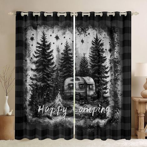 Rideaux de fenêtre de camping rustiques, caravanes remorques étoiles de pin naturelles, rideaux de fenêtre durables pour enfants, cadeaux d'enfants, 2 panneaux, taille M - 183x117cm (HxB) (1/5)