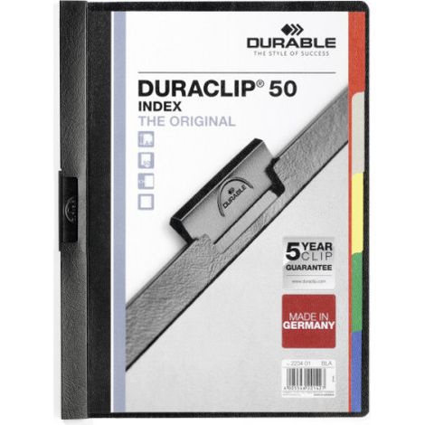 DOSSIER CON CLIP ORIGINAL INDEX A4 CAPACIDAD 50H NEGRO DURABLE 2234-01