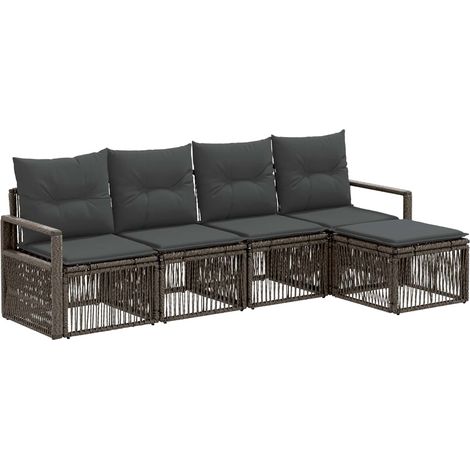 Gartensofa-set 4 pcs Grau Poly-Rattan vidaXL