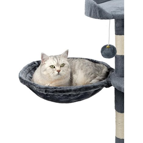lionto Amaca per Tiragraffi per Gatti Accogliente Nido di Morbido Peluche Diametro 40 cm, Profondità 15 cm Grigio Scuro (1/5)