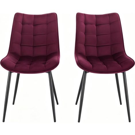 2er Set Esszimmerstühle aus Samt in Bordeaux Rot, Metallbeine, MODENUIT (1/5)