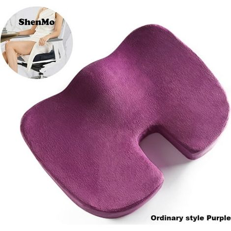 Seat Cushion for Office Chair Cushion for Desk Chair Car Memory Foam Seat Cushion for Pressure Relief Chair Wheelchair Tailbone Pain Relief Cushions(Ordinary style Purple) (1/5)