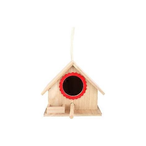 Robustes, hängendes Vogelhaus aus Kiefernholz, Futterstelle und Ruheplatz für Vögel (Rot)