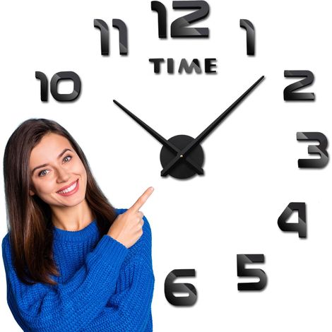 Reloj de pared DIY NEPRI de 65 a 130 cm - negro 3D