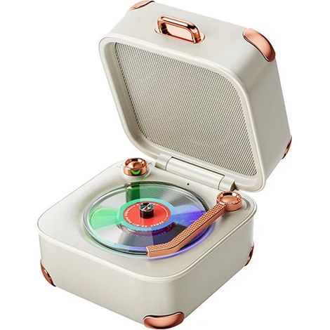 Enceinte Bluetooth (blanche) avec éclairage d'ambiance coloré et microphone (1/5)