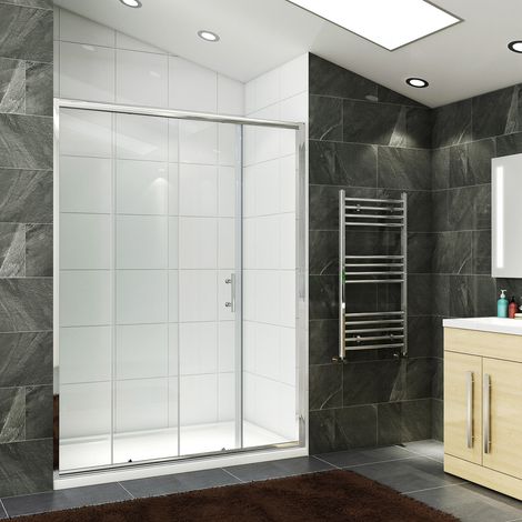 1000x800mm, 6mm Tempered Glass, Aluminium Frame, Sliding Shower Door Modern Bathroom with SMC Tray + Waste Trap