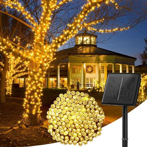 Guirlande Lumineuse d'Extérieur Blanc Chaud, 20M 200 LED, 8 Modes d'Éclairage, Solaire, Étanche (1/5)