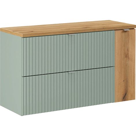 Meuble sous-vasque 100cm Jade Vert et Bois (1/5)