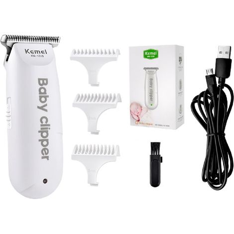 1 Tondeuse à cheveux sans fil, technologie faible bruit 50dB, 3 peignes guides 1-3mm, recharge USB, pour bébés et enfants (1/5)
