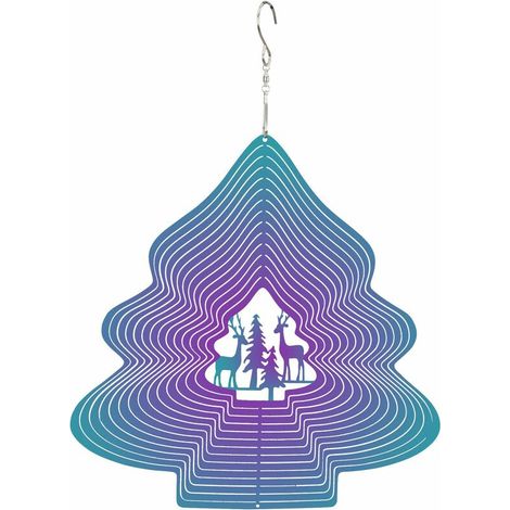 Stainless Steel Wind Spinner, Indoor Outdoor Decor, 3D Color Christmas Tree 360 Degree Hanging Garden Decoration Metal Wind Spinner (1/5)