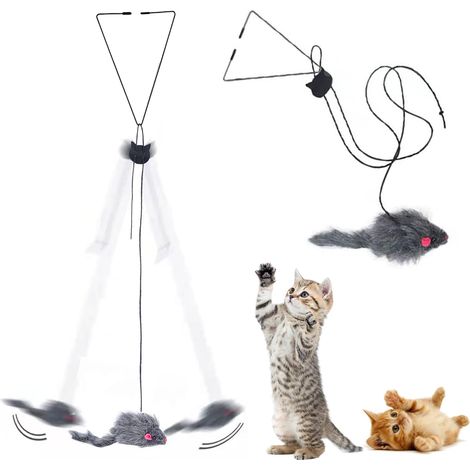 Jouet Interactif Pour Chat - Souris En Peluche Accrochable Porte Chaise - Cordon Réglable - Jouet Pour Chat Domestique - 1 Pièce (1/4)