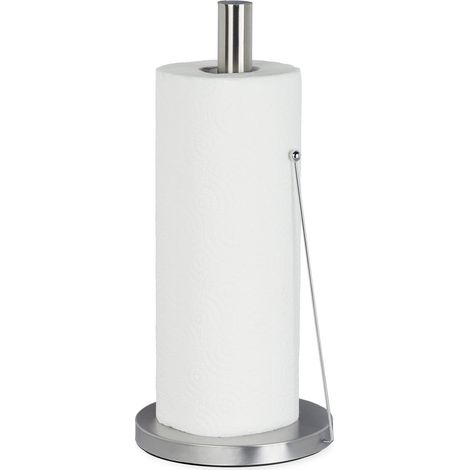 Porte-rouleau de cuisine en acier inoxydable, porte-rouleau de papier sur pied, pour la cuisine, HxP 33 x 15 cm, argenté, 1 pièce (1/5)