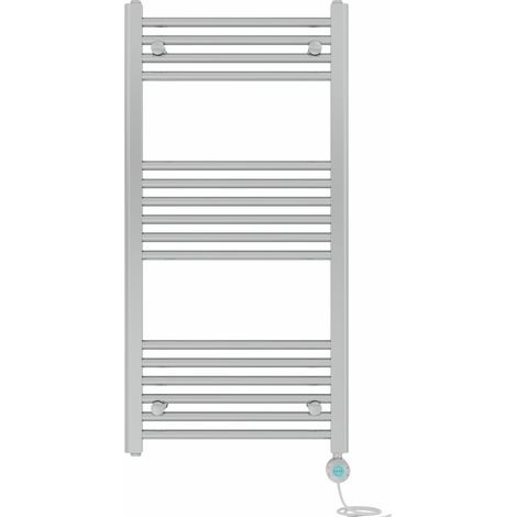Pre-filled Bathroom Straight Electric Heated Towel Rail Radiator Thermostatic 1000x500mm Chrome