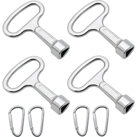 Clé Triangulaire en Métal,4 Pièce Clés pour Boîte de Compteur,Clé Triangle Type en Alliage d'Aluminium pour Boîte Électrique Gaz Eau Compteur Électrique Boîte Armoire(Argent) (1/5)