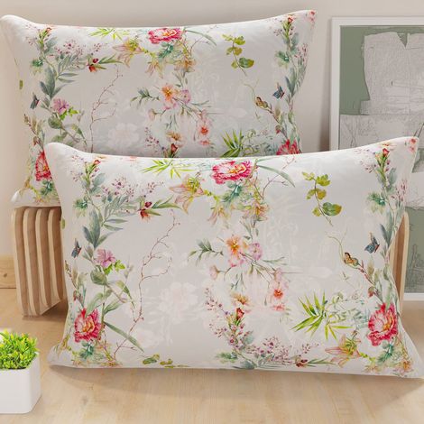 Lot de 2 Taies d'Oreillers 50x30 cm 100% Microfibre Hypoallergénique, Housse Oreiller Rectangulaire Printemps Gris, Paquet de 2