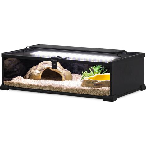 Terrario in vetro per rettili e scorpioni, impermeabile, con funzione notturna, dimensioni 50x30x15 cm. (1/5)