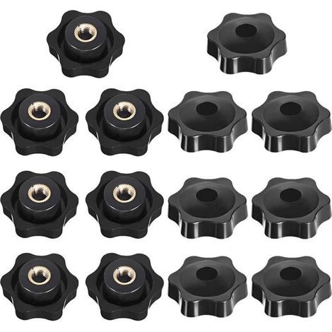 M8 Filetage Femelle de Serrage de Bouton, Étoile Tête Écrous De Serrage Bouton, Serrage Écrous Poignée Forme Étoile, Femelle Filetage En Plastique Noir, pour Machine-outil, 14 Pièces (1/5)