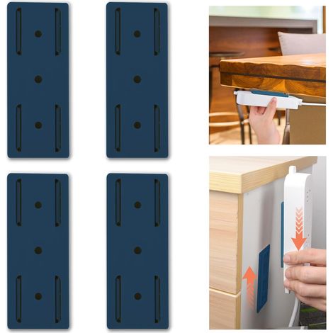 Set mit 4 selbstklebenden Steckdosenleistenhalterungen, bohrfreie Wandhalterungen für Router und Steckdose, Aufbewahrungsmöglichkeiten für Zuhause