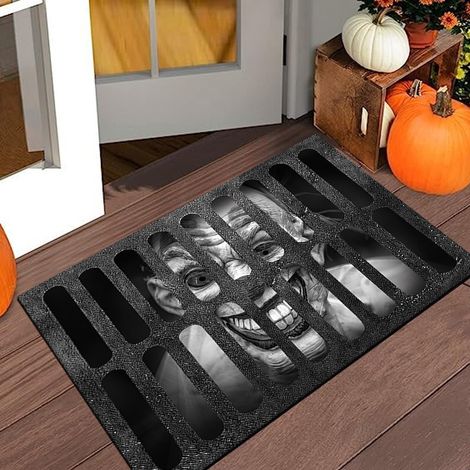 Tapis décoratif d'Halloween, paillasson d'entrée, tapis effet 3D - 50 x 80 cm (velours cristal)