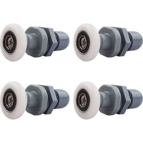 Roulettes pour porte de douche, 4 roulettes en laiton pour porte de douche coulissante, en remplacement des roulettes pour rail en verre de porte de douche coulissante (19 mm) (1/4)