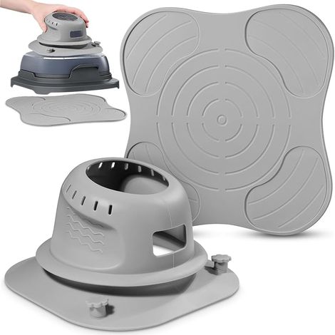 Set Accessoires en Silicone pour Friteuse à Air Ninja CRISPi FN101EU - 2 Pièces: Dessous de Plat Antidérapant Résistant à la Chaleur Protège Comptoir + Housse Anti-brûlure Réutilisable (Gris) (1/5)