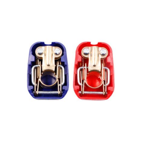 Lot de 2 Cosses Batterie Serrage Rapide, Libération Rapide 12V Cosse Batterie Bornes de Batterie Connecteurs, Coupe Batterie pour Bateau/Camion/Voiture/Van, Rouge et Noir (1/5)