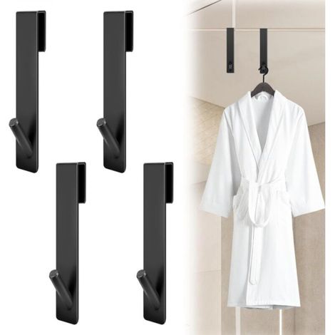 Set of 4 stainless steel wall-mounted shower hooks, no-drill towel hooks, for 6-12 mm thick glass (1/5)