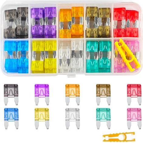 Lot de 120 mini fusibles – Assortiment 2-35 A – Kit de rechange – Pour voiture, SUV, camping-car, camion (1/5)