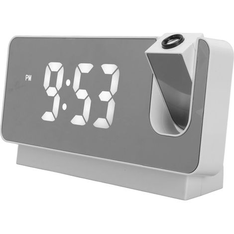 Réveil à Projection LED pour Chambre à Coucher, Horloge Numérique avec Projecteur Rotatif à 180°, Affichage de L'heure, de la Date, de la Température, Projection sur le Mur du Blanc (1/5)