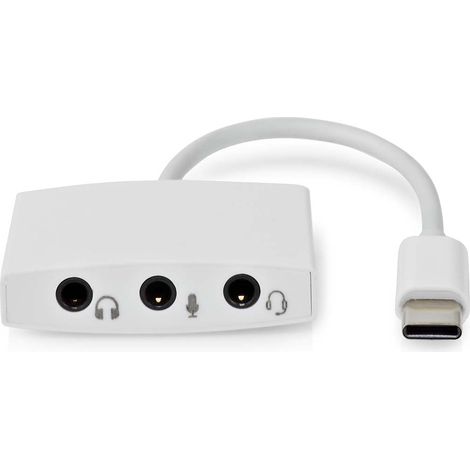 Adaptador USB-C™  USB 2.0  USB-C™ macho  Hembra de 3,5 mm  0,10m  Redondo  Niquelado  ABS/PVC  Blanco  Caso