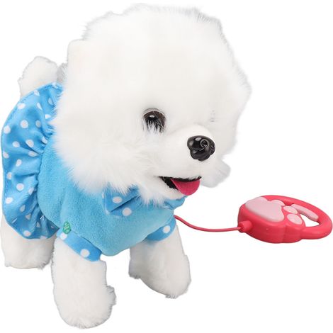 Elektronisches Plüsch-Hundespielzeug, interaktiver Welpe, singt, läuft, mit Fernbedienung und Leine, Geburtstagsgeschenk für Kleinkinder, Blau (1/5)