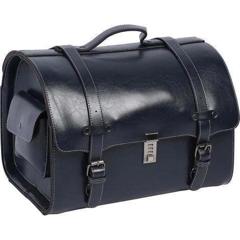 Sac à Queue de Moto Eau à Débordement à Débordement à Débordement, Sac de Rangement de Casque de 29,5 L avec Serrure Combinée, Métal ABS en Cuir, adapté au Scooter, (Bleu foncé) (1/5)