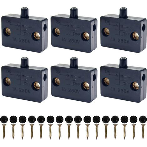 Lot de 6 interrupteurs de placard noirs - 1 A 250 V (1/5)