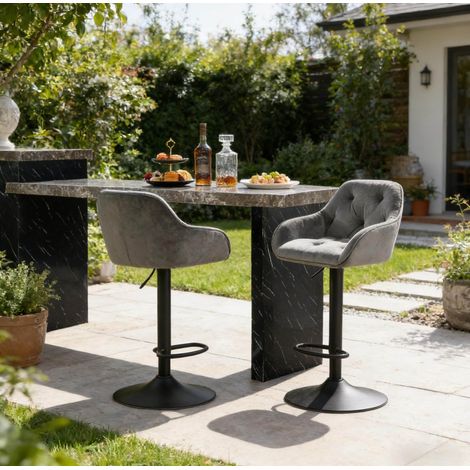 MEUBLIV Lot de 2 chaises de bar 37,5 x 37 x 108,5 cm gris foncé – réglables (1/5)