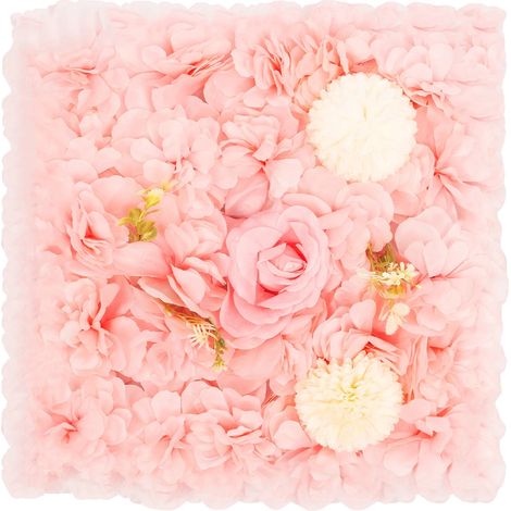 Paneles de pared con flores artificiales, diseño realista, fácil instalación, color rosa. (1/2)