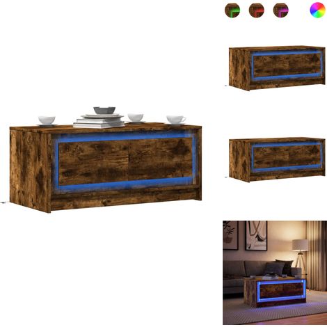 LED-Couchtisch Räuchereiche Holzwerkstoff - Couchtisch - Couchtische - Beistelltisch - Sofatisch (1/5)