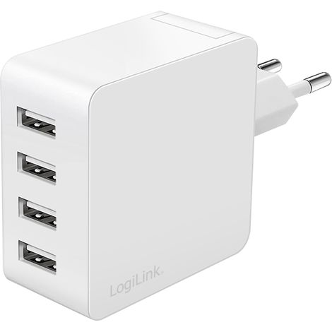 Cubo di ricarica USB LogiLink 4xUSB-A 24W 230V bianco (1/4)