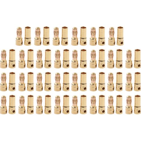 Lot de 30 paires de connecteurs banane en laiton plaqué or anticorrosion (mâle/femelle). (1/5)