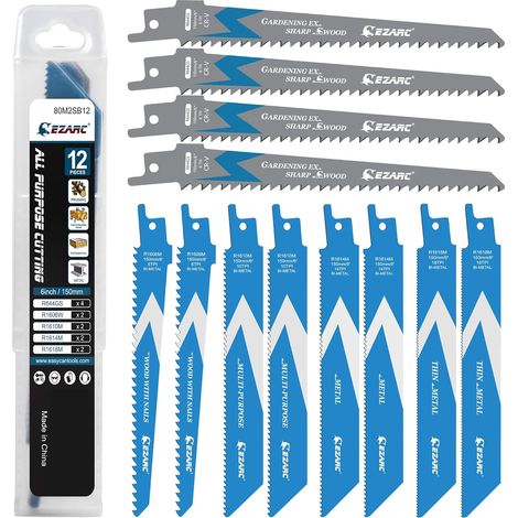 12-Piece Sabre Saw Blades for Wood and Metal with Storage Box (1/5)