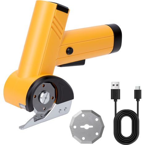 Ciseaux Electrique Cutter Rotatif ÉLectrique 4.2V Universels avec  Lames Sans Fil pour DIY/Papier/Carton/Cuir/Tapis/Plante en Pot/Plastique/PVC