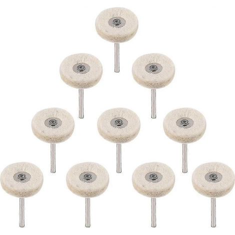 Lot de 10 disques de polissage en feutre de laine de 25 mm pour perceuse, meuleuse et outil rotatif avec poignée.