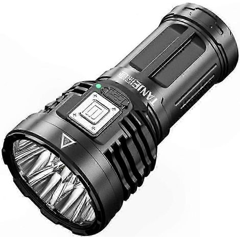 Lampe torche tactique rechargeable USB 8 LED 12000 lumens, éclairage ultra puissant, lampe de poche robuste pour extérieur, camping et urgence, noir, avec batterie intégrée (1/5)