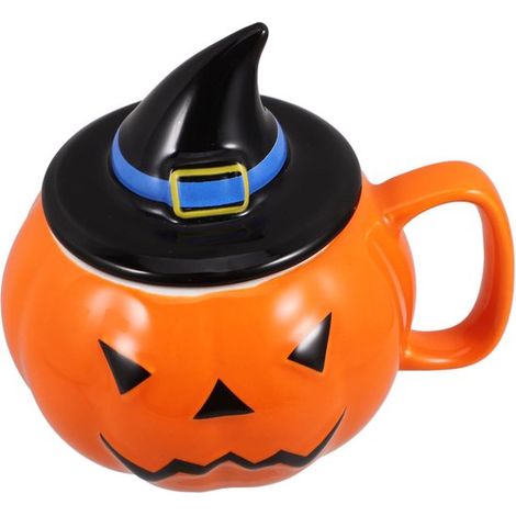 Tazza in ceramica a forma di zucca per Halloween, bellissima tazza da viaggio per caffè, tè, latte e bevande calde con comoda impugnatura, ideale per la cucina e l'ufficio. (1/5)