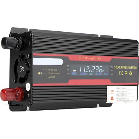 Transformateur convertisseur de tension pour alimentation électrique de véhicule 1000W, 12V à 110V, avec écran LCD. (1/5)