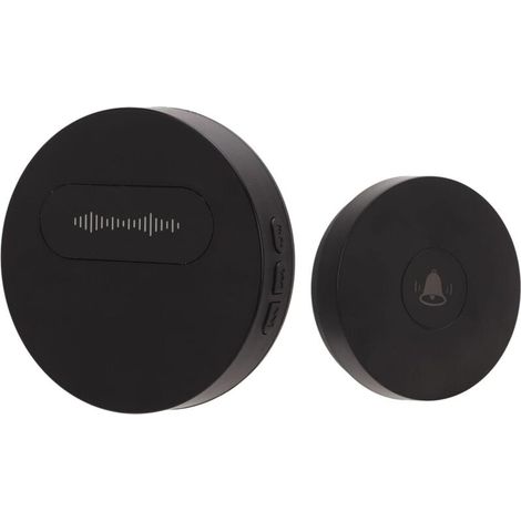 Sonnette sans Fil, Sonnette étanche 150 M avec 58 Mélodies 4 Niveaux de Volume 90 DB sans Fil pour Maison, Appartements, 1 Récepteur et 1 Bouton Poussoir (noir)-LIAIKI (1/5)