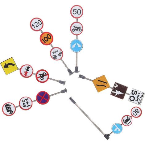 Ensemble de 6 panneaux de signalisation en plastique de couleurs assorties pour enfants (1/5)