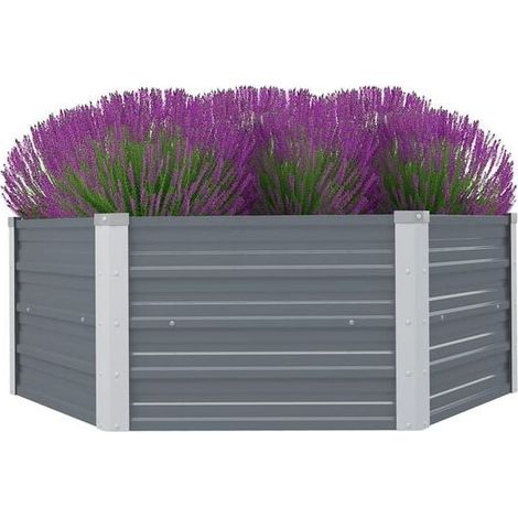 Pot De Fleurs - Acier Galvanisé - 129 x 129 x 45 cm - Fond Ouvert - Hexagonal - 1 Pièce (1/5)