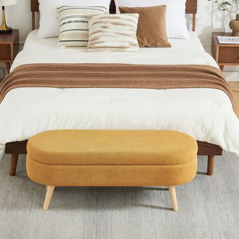 Banc avec espace de rangement, banc de 110 cm de long avec rangement, banc moderne avec revêtement en chenille, idéal pour se chausser, adapté à la chambre, à l’entrée ou au salon (1/5)