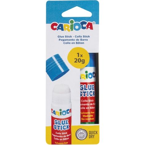 Carioca Kleber de Stick 20gr - ideal für Haushalt, Schule und Büro - klebt Papier, Fotos, Stoffe und mehr - lösungsmittelfrei - Farbe verschiedene